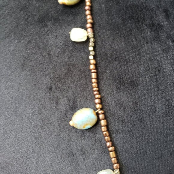 George Necklace Women Brown Seed Beaded Charm Jewelry with Lobster Clasp - Picture 5 of 7